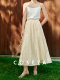 Cokeya/Star River Light~ Sequin Silk High-Waisted Mid-Length Pleated Skirt for Women, Summer Lightweight A-Line Umbrella Skirt