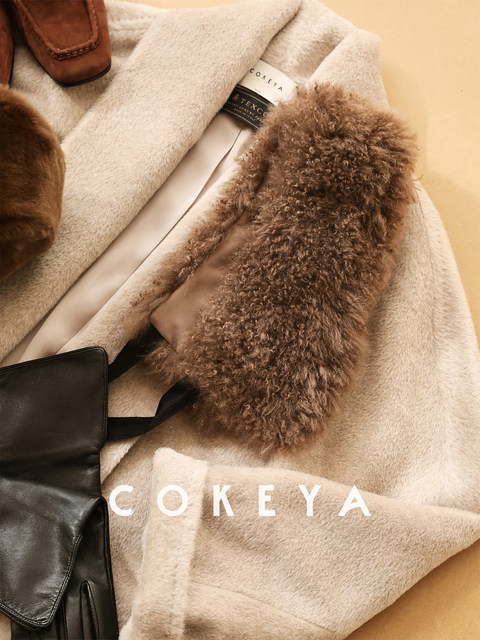 Cokeya/Gentle Lady~100% Cashmere Fur Integrated Velvet Tie Scarf Warm Scarf for Women Winter