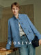 Cokeya/Blue Danube~Color-Woven Plaid Mohair Wool Silk Stand-Up Collar Chanel-Style Jacket for Women, Autumn and Winter