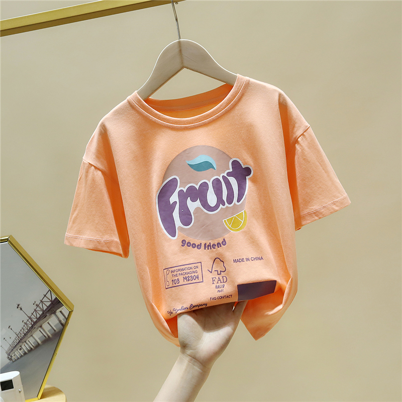 Korean girls Foreign school short-sleeved T-shirt summer 2021 new Korean children's T-shirt summer half-sleeve top children's clothing
