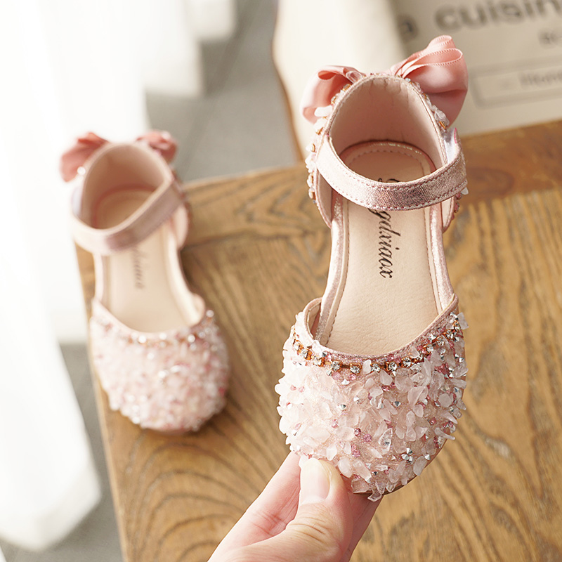 South Korean girl 2021 Summer new princess shoes girl sandals baby Baotou Fashion children Water crystal shoes Soft bottom
