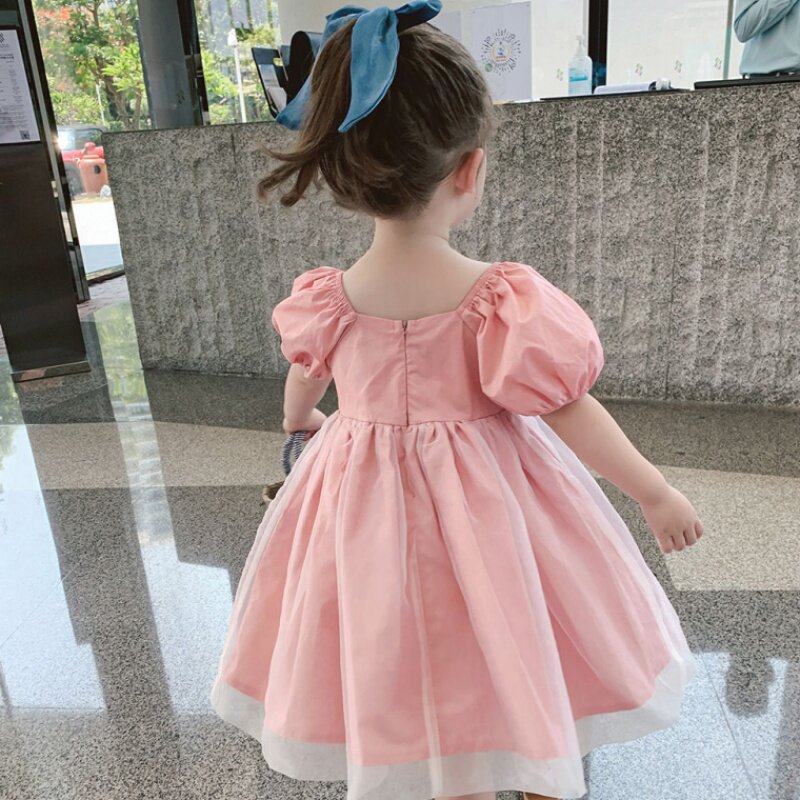 South Korean girl dress Summer dress 2023 new baby princess skirt children bubble sleeve dress dress