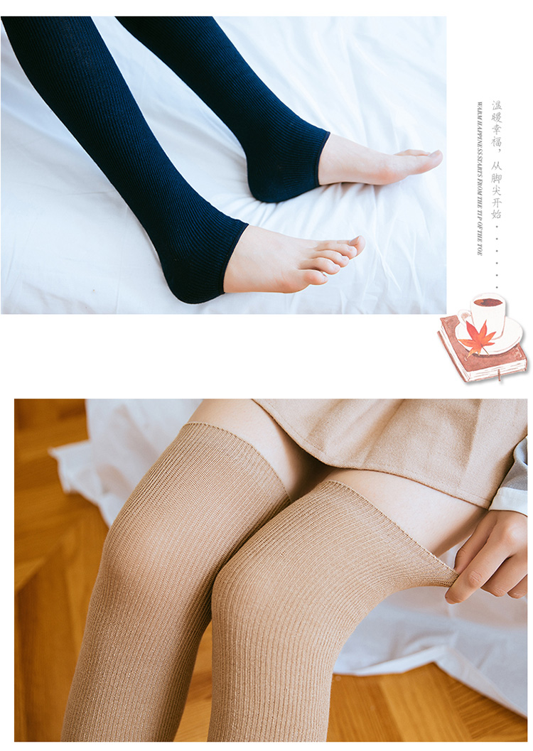 Vớ chân, vớ đầu gối, cotton nữ, đệm đầu gối Nhật Bản, ấm chân, vớ, mùa hè Hàn Quốc, vớ cao quần tất siêu mỏng mùa hè