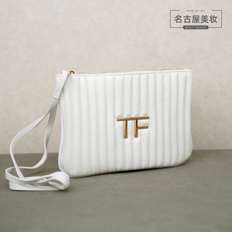 Tf High-End Cosmetic Bag, Long Wrist Strap White Clutch Bag, Storage Bag, Exquisite and Elegant DIY Shoulder Strap Crossbody Bag