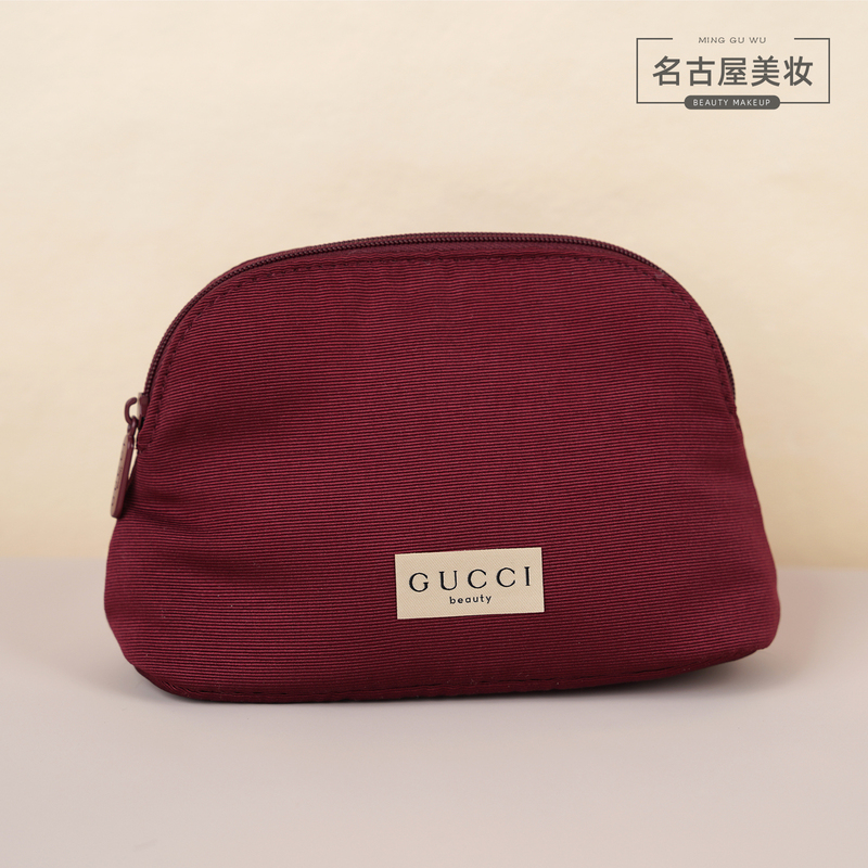 Gucci Burgundy Makeup Bag, New Fabric Semi-Circular Shell Bag, Portable Storage Coin Purse