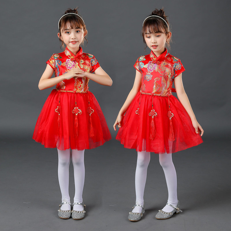 June 1 children's dance costumes girls tutu skirt red kindergarten princess skirt little girl dance costume