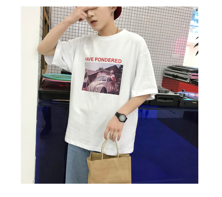 Ngắn tay t-shirt nam mùa hè vài lỏng 5 năm tay áo tay áo sinh viên hoang dã bf gió giản dị vòng cổ quần áo