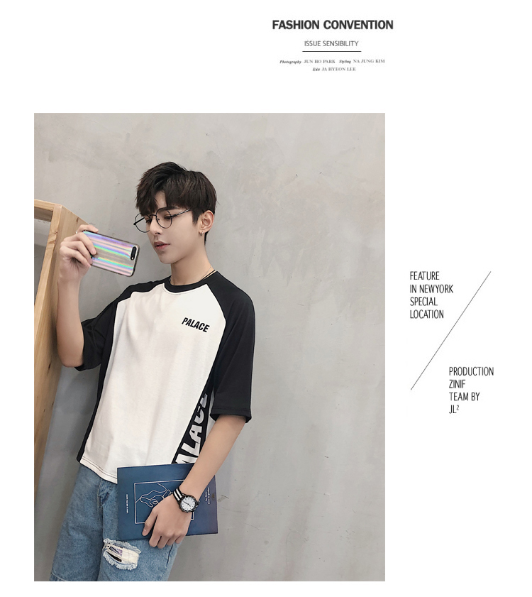 Ulzzang ngắn tay của nam giới lỏng lẻo vài năm điểm tay áo nửa-shirt Hàn Quốc phiên bản của xu hướng sinh viên Harajuku t-shirt bf gió áo sơ mi