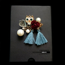 Jianghu no white retro Bear Cat tassel Pearl Xiangfeng brooch pin original handmade badge corsage female