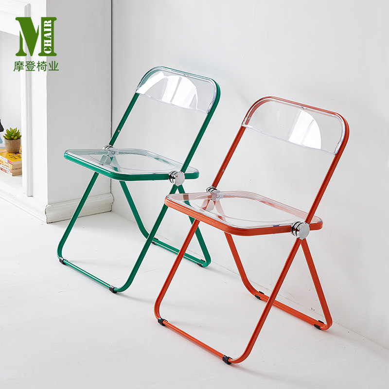 Transparent folding chair makeup chair crystal acrylic creative designer coffee milk tea shop net red ins dining chair