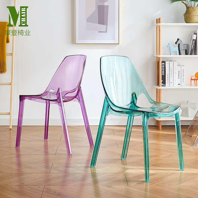Nordic style simple transparent chair creative backrest dining chair home coffee designer crystal acrylic net red chair