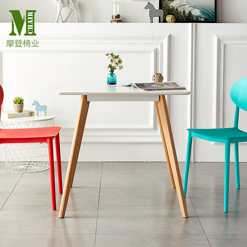 Nordic dining table simple modern white rectangular solid wood small apartment household dining table dining table ins