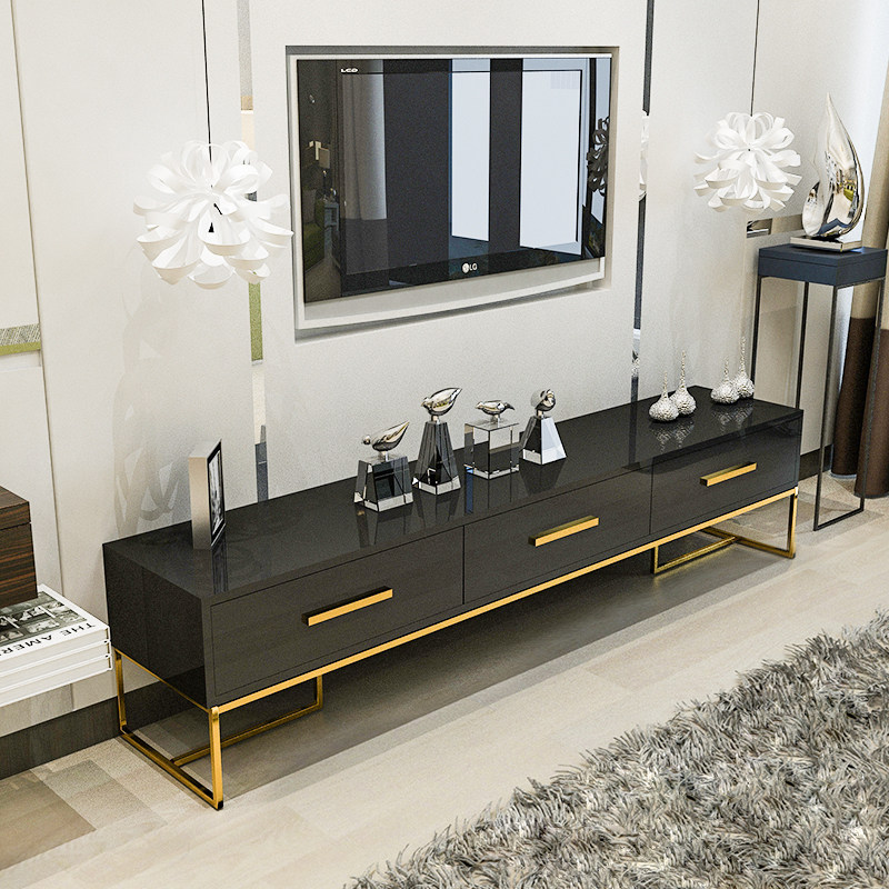 Nordic Light Lavish Bedroom Living Room TV Cabinet Tea Table Composition Modern Minima Small Household Type Home Baking Varnish TV Cabinet