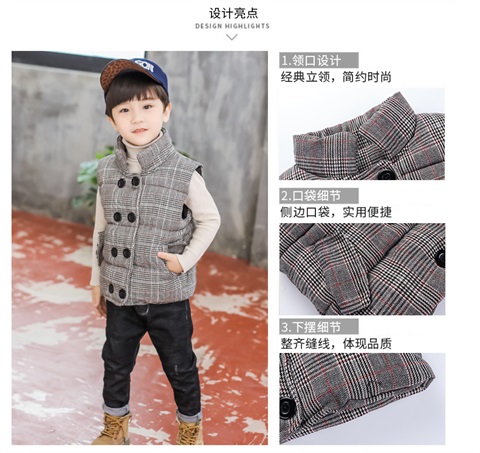 Áo vest bé trai mùa thu đông 2018 mới cho bé Hàn Quốc thời trang áo khoác 1-2-3 tuổi xuống áo bông 6 áo khoác ba lỗ có mũ bé gái