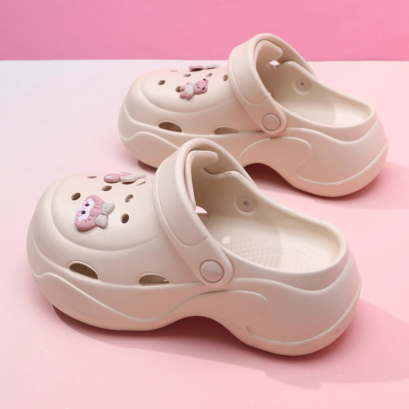Japanese Gp Clogs for Women, Summer Outdoor Wear, Thick-Soled, Height-Increasing, Fashionable, Closed-Toe, Non-Slip soft sole Beach Sandals