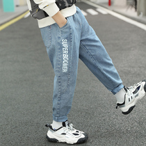 Boys jeans 2021 new fashion Western style childrens casual trousers childrens handsome pants spring and autumn fashion trend