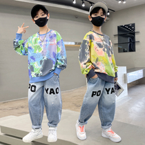 Boys spring clothing suit 2022 new spring childrens clothing trendy foreign air CUHK Tong Shuai qi Long pants tide