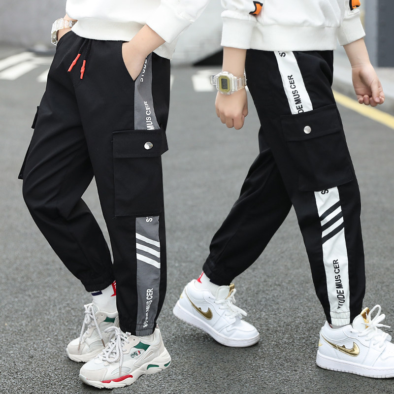 Children's clothing boys overalls 2022 autumn new children's middle and big boys spring and autumn handsome casual trousers loose tide