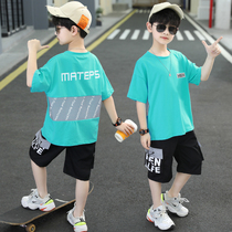 Boys summer suit 2021 new Korean version of the big childrens fashion short-sleeved boy handsome two-piece set tide