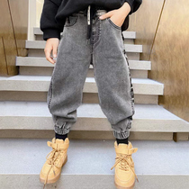 New childrens clothing boys jeans Spring and Autumn childrens middle and large boys  trousers casual pants handsome Korean version of the tide