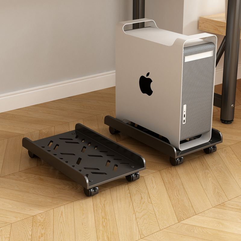 Movable Computer Host Bracket, Thickened, Telescopic, Load-Bearing, Heat-Dissipating, Pulley Base, Desktop Case Storage Stand