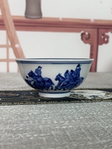 Jingdezhen hand-painted ceramic King Wus drunken return picture rice bowl handmade blue and white porcelain appreciation bowl household wood kiln high-end bowl