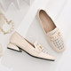 Single shoes for women with thick heels 2024 new spring and summer mesh breathable beanie shoes British style small leather shoes versatile Lok Fu shoes