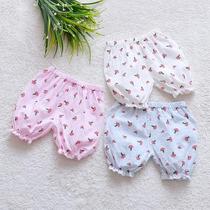 Baby shorts small childrens underpants female baby toddlers thin open crotch summer pants 0-1-2-3 year old girl lamp