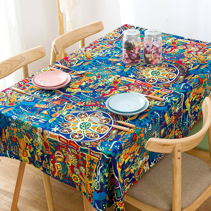 Cotton and linen ethnic style dining room bar hotel teahouse tablecloth round tablecloth tablecloth coffee table cloth cover ancient