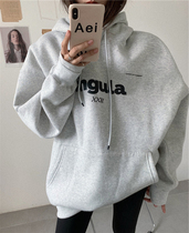 Autumn and winter Korean version loose with lazy windfall jacket chic harbor wind grey even cap necropolis