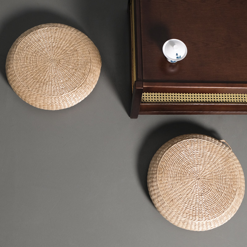 Grass Weave Bushel Cushion Day Style Round Tatami Mat thickened Cushion Zen meditation Buddha Mat Tea Room Ground Cushion