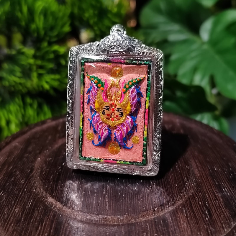 Authentic Thai Cuban Jishina 2556 Colored Meat Butterfly Pendant with Pure Silver Shell Mold
