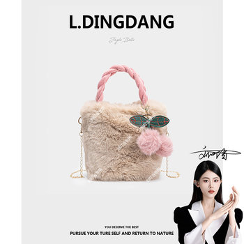 Cherry bag cute girl handbag women's imitation fur new korean style autumn and winter crossbody bag