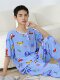 睡衣男士夏季棉绸短袖长裤夏季绵绸薄款大码学生青少年家居服套装