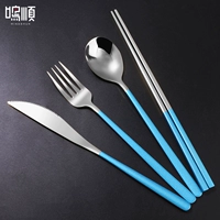 Синее серебро [нож+вилка+ложка+палочки для палочек] четыре -купюр