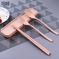 Розовый [палочки для еды+вилка+ложка+коробка]