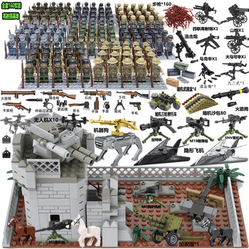 Domestic World War Ii Building Block Minifigure Military Eighth Route Army Soldier Whistle Tower Scene Desert Battlefield Assembled Educational Toy
