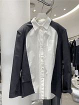 LYLAB Big Card Fashion Fake Two Pads Shoulder Splicing Suits Shirt Jacket Woman Retro Long Sleeve Casual Lining Clothe