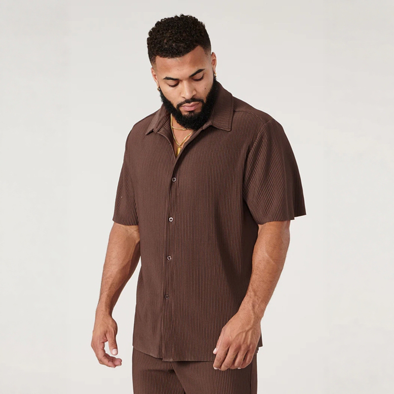Youngla Cross-Border American Men's Casual Running Sports Shirt European and American Summer Large Size Lapel Short-Sleeved Shirt