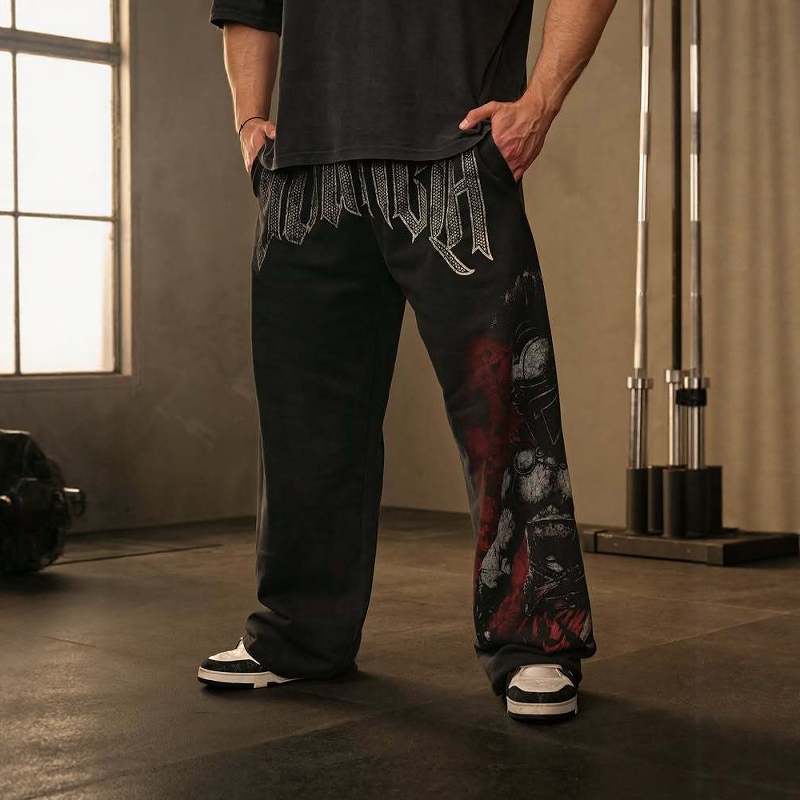 2026Youngla New American-Style Sports Pants Gym Fitness Running Training Pants Cotton Printed Wide-Leg Trousers 2026Youngla New American-Style Sports Pants Gym Fitness Running Training Pants Cotton Printed Wide-Leg Trousers