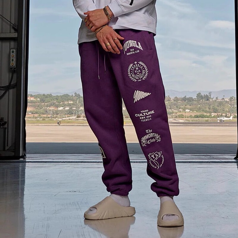 Youngla Joggers for Men and Women, Gym Sports Casual Pants, Cotton Printed Jogger Pants, Versatile