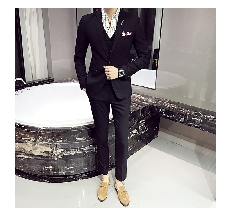 Mùa xuân và mùa hè Hàn Quốc phiên bản của mỏng phù hợp với phù hợp với nam thanh niên đẹp trai ăn mặc nhỏ phù hợp với ba mảnh phù hợp với chú rể váy cưới quần áo thể thao nam