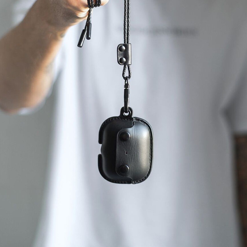 Apple applies AirPods Pro 3 generation neck-mounted wireless earphones leather anti-lost leather lanyard protective cover