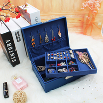 Double-layer wooden jewelry box Princess European-style Korean lock earrings earrings necklace jewelry storage box jewelry box large