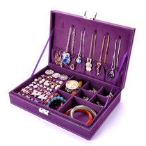 Anti-jewelry oxidation jewelry box Princess European-style wooden Korean earrings ring stud earrings bracelet jewelry storage box