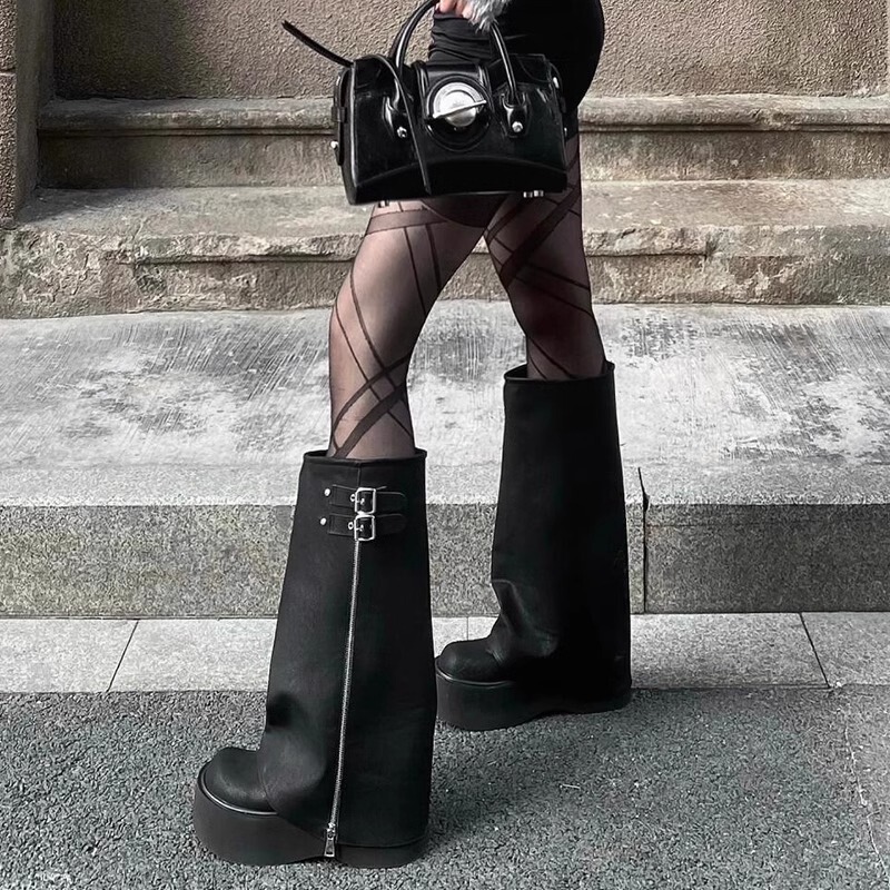 Thick-Soled Height-Increasing Brown Boots for Women, Summer Style, Thick-Leg-Friendly, Melard Long Boots, 2024 Western Denim Tube Boots Thick-Soled Height-Increasing Brown Boots for Women, Summer Style, Thick-Leg-Friendly, Melard Long Boots, 2024 Western Denim Tube Boots