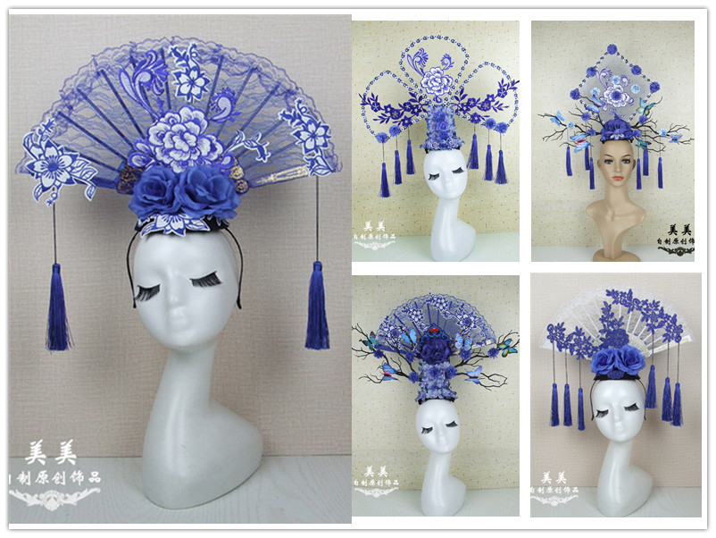 China Fengqing Ceramic Series Creative Headdress Model Competition exaggerates headdress and dress shape headdress