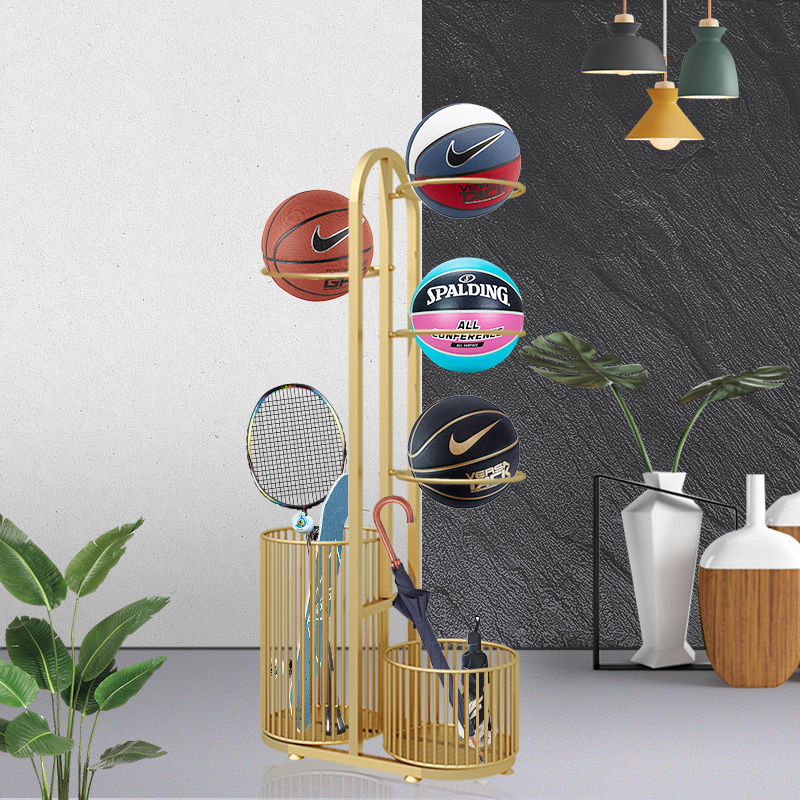 Household ball rack kindergarten football table tennis badminton racket sports fitness supplies storage basket basketball storage rack