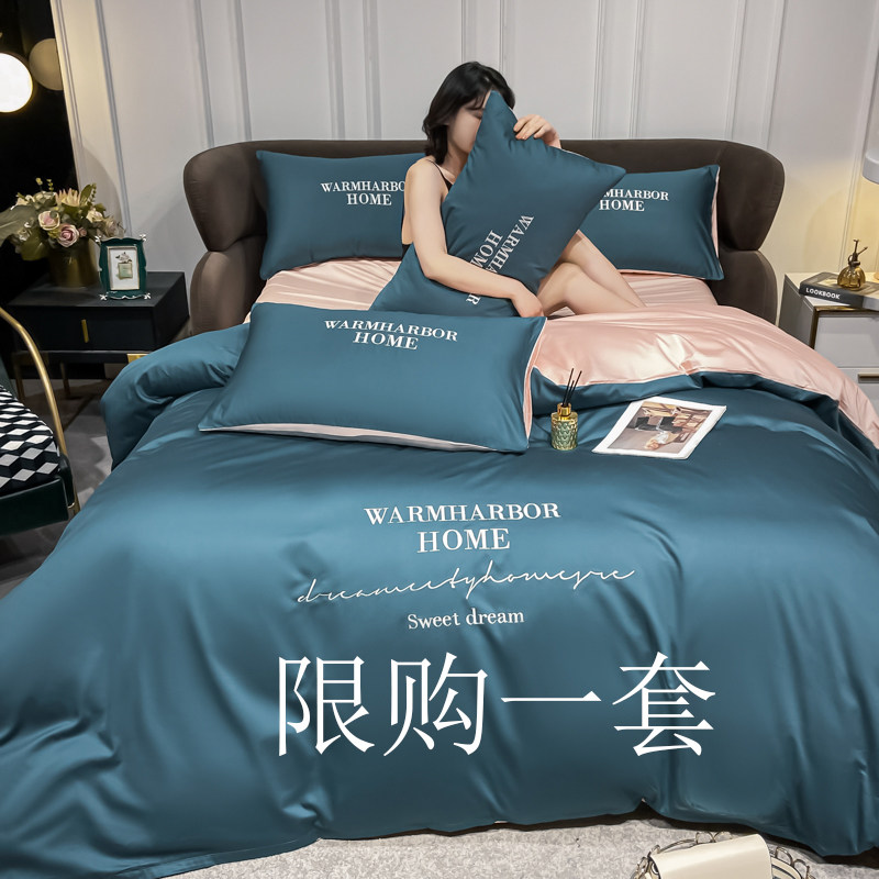 Nordic Light Lavish Four Pieces Of Pure Cotton Full Cotton Minima Soft Nude Sleeping Quilt Cover Bed Linen Bed with three sets of accessories