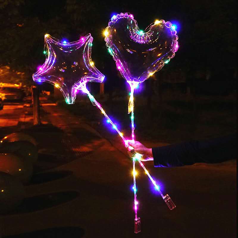 Net Red Fire Exploits Inflatable Luminous Love Pentagram Waves Ball Flash Night Market Stall Children Shine Small Toys